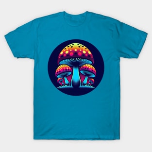 Electric Deco Mushrooms Tee - '70s Chromatic Fungi Series T-Shirt